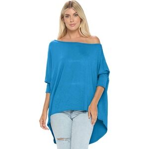 Isaac Liev Women Tunic Top Casual 3/4 Batwing Dolman Sleeve Off Shoulder Bag XL